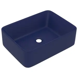 Berkfield Luxury Wash Basin Matt Dark Blue 41x30x12 cm Ceramic