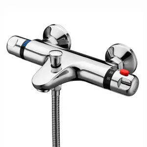 ENKI Luna Chrome Deck Mounted Thermostatic Bath Shower Mixer Tap BBT0171