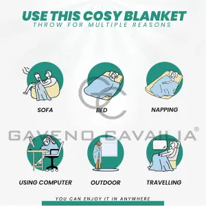 GC GAVENO CAVAILIA Luxury Faux Fur Throw 150x200 CM Teal Fleece Blanket for Double Bed & Sofa Bed