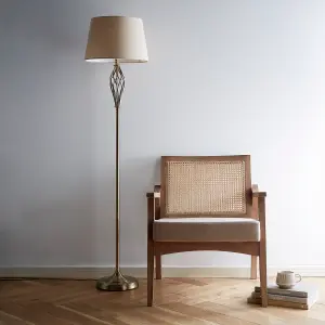 Compton Antique Brass Floor Lamp and Lamp Shade