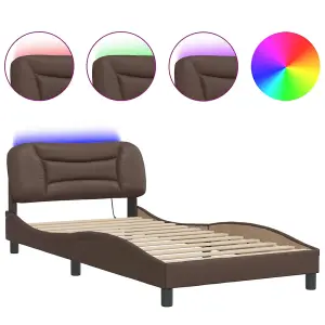 Berkfield Bed Frame with LED without Mattress Brown 100x200 cm