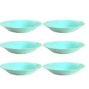 URBNLIVING 4cm Height Blue Glass Luminarc Dinnerware Soup Bowls Set of 6