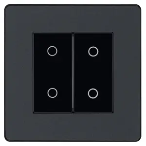 BG Evolve PCDMGTDS2B Matt Grey 2 Gang 200W Trailing Edge Secondary Touch Dimmer - Black Insert