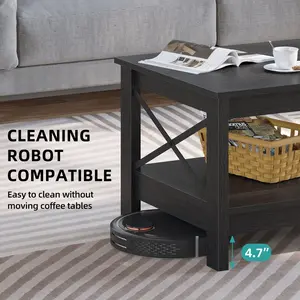 O'Kean 4 Legs Coffee Table with Storage Black / Black