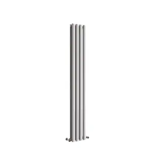 Vertical White Double Oval Panel Radiator (H)1600mm x (W)236mm, 3588 BTU.