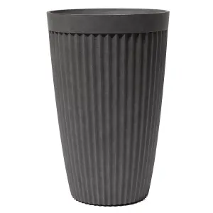 Primrose Tall Round Grey Ribbed Textured Planter Plant Pot 60cm