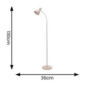 ValueLights Woody Blush Pink Metal Dome Shade Wooden Base Freestanding Floor Lamp with LED Bulb