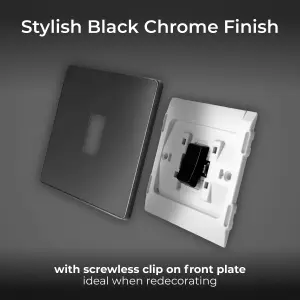 BG Evolve 20A Single Intermediate Light Switch, Black Chrome