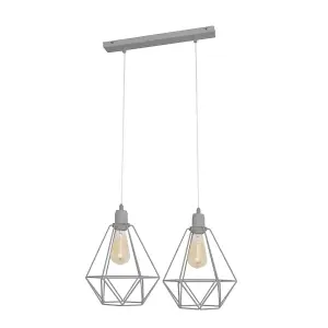 Luminosa Karo Straight Bar Pendant Ceiling Light Grey 50cm