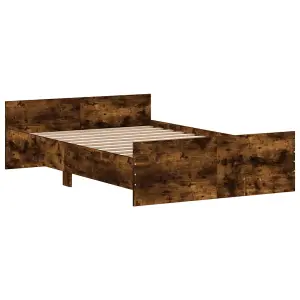 Berkfield Bed Frame with Headboard and Footboard Smoked Oak 120x200 cm