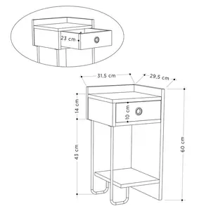 Jan Versatile Modern Bedside Table with Drawer and Open Shelf Oak / Right Orientation