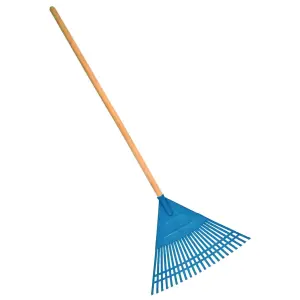 Garden Rake, 20-Tin Durable Plastic Rake for Gardening, 45 cm / 17.7" Wide, Lightweight with Handle, Ideal Lawn Rake for Gardeners