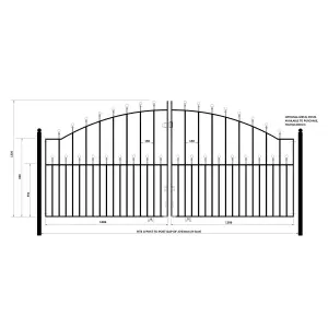 MANA Ball Top Arched Metal Driveway Gate 2743mm GAP x 1220mm High MAZP16