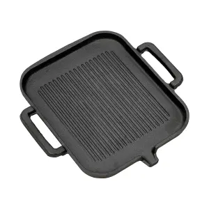 Large Cast Iron Griddle Pan with Dual Handles and Pour Spout for Camping and Family Cooking Adventures