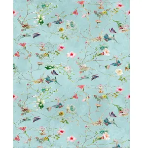 AS Creation Floral Butterfly Duck Egg Wallpaper Feature Wall Mural 159 x 280cm