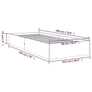 Berkfield Bed Frame Solid Wood 90x190 cm Single