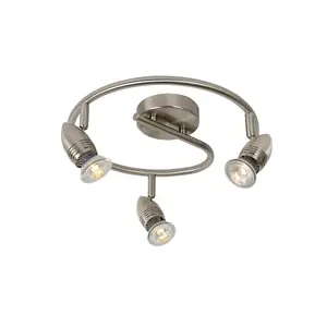 Lucide Caro-Led Modern Ceiling Spotlight 31cm - LED - GU10 - 3x5W 2700K - Satin Chrome