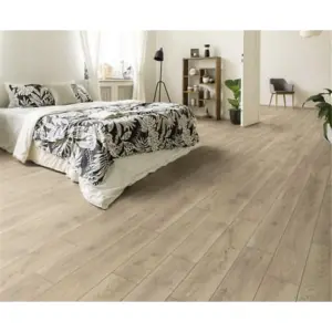 PACK OF 10 (Total 10 Units) - Light Oak 12mm Thick Laminate Flooring (14.8m2 Coverage)