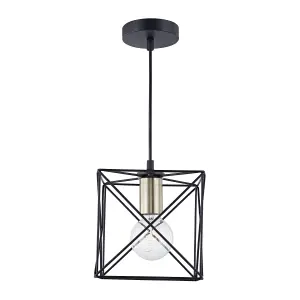 First Choice Lighting Geosphere Matt Black with Brushed Gold Pendant Ceiling Light