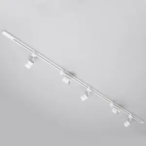 Litecraft Soho White 5 Head 2m Straight Kitchen Ceiling Light with LED Bulbs