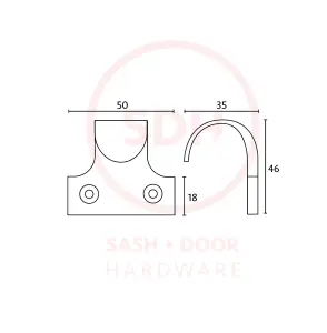 Sash Window Lift (50mm) - Polished Brass