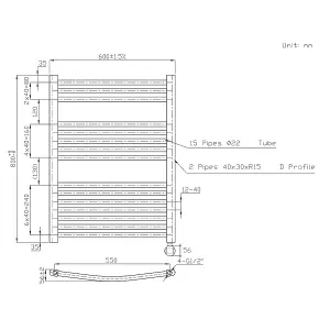 Right Radiators Prefilled Thermostatic Electric Heated Towel Rail Curved Bathroom Ladder Warmer - Chrome 800x600 mm