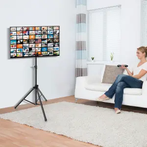 Costway Tripod TV Stand 5-position Height Adjustable Swivel TV Floor Stand Non-slip Foot