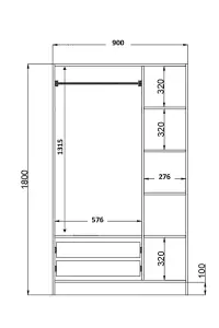 BERGEN 3 Door 2 Drawers White Wardrobe