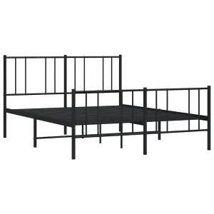 Berkfield Metal Bed Frame with Headboard and Footboard Black 135x190 cm 4FT6 Double