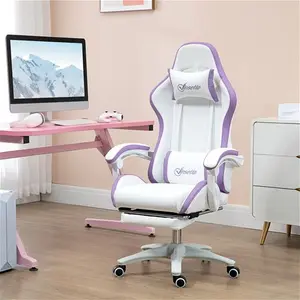 Vinsetto Gaming Chair, Recliner With PU Leather, 360 Swivel, Footrest & Lumbar Support, Purple | Aosom UK