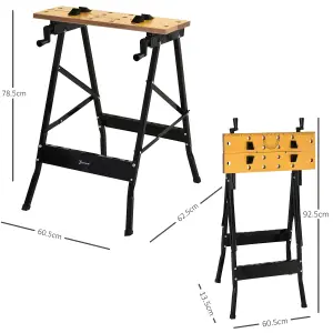 DURHAND 4-in-1 Work Bench Adjustable Saw Horse Clamp Table Foldable Black