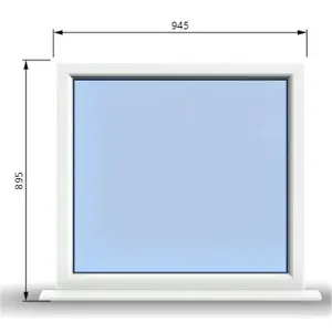 945mm (W) x 895mm (H) PVCu StormProof Window - 1 Non Opening Window - Toughened Safety Glass - White