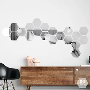 Walplus Hexagonal Removable Acrylic Mirror Art - 20 pcs