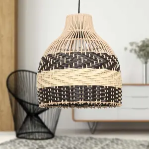 First Choice Lighting Set of 2 Tanya Natural Rattan Mix Pendant Lightshades