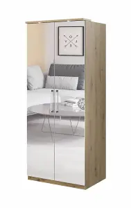 Sleek Optima 58 Mirrored Wardrobe in Oak Artisan - Space Enhancing, H2170mm W900mm D630mm