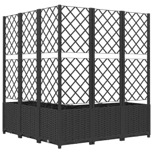 Berkfield Garden Planter with Trellis Black 120x120x136 cm PP