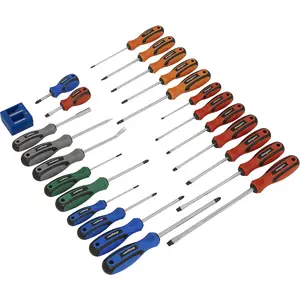 24-Piece Premium Screwdriver Set with Soft Grip Handles and Magnetic Tips