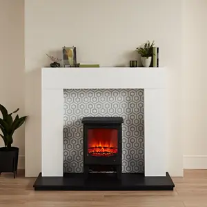 Focal Point Wichita White & black MDF Fireplace surround set