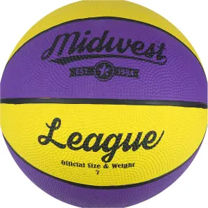 Size 7 Yellow & Purple League Basketball Ball - High Grip Rubber Durable Outdoor