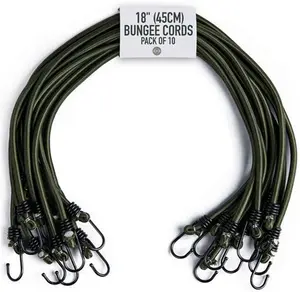 Pluvios - 18" (45CM) Heavy Duty Bungee Cords With Hooks - 10 Pack – Choice Of Sizes - Multi-Purpose Elastic Bungee Straps For Luggage Straps,