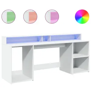 Berkfield Desk with LED Lights White 200x55x91 cm Engineered Wood