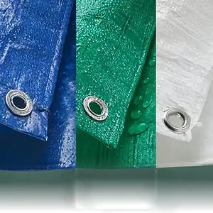 4 X 3.5M x 5.4M ECONOMY GREEN WATERPROOF TARPAULIN SHEET TARP COVER WITH EYELETS