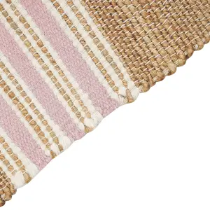 Jute Area Rug 160 x 230 cm Beige and Pastel Pink MIRZA