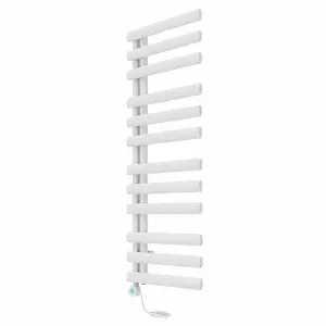 Right Radiators Prefilled Thermostatic Electric Heated Towel Rail Oval Column Ladder Warmer Rads - 1200x450mm White