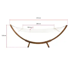 Charles Bentley 3M Garden Hammock With Wooden Arc Stand One Person - Cream