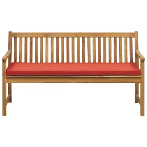 Garden Bench with Cushion VIVARA Certified Acacia Wood Dark Red