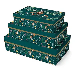 Eurowrap Woodland Christmas Gift Boxes (Pack of 3) Multicoloured (One Size)