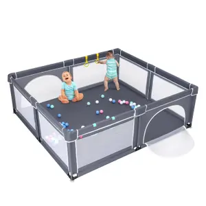 Costway Baby Playpen Large Safety Infant Activity Center W/ 50 PCS Ocean Balls 206 x 186 cm