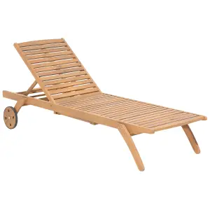 Sun Lounger with Cushion Wood Blue CESANA