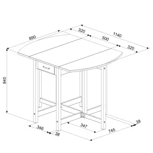 Corona White oval breakfast drop leaf gateleg table & 2 stool set, 114.0/50.0cm wide x 89cm deep x 84cm high